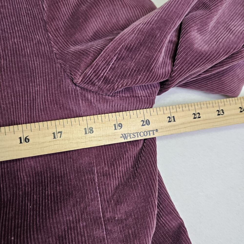 VTG 70s 80s Womens 12 Blazer Corduroy Jacket Japan Leather Button Plum Purple - Picture 14 of 16